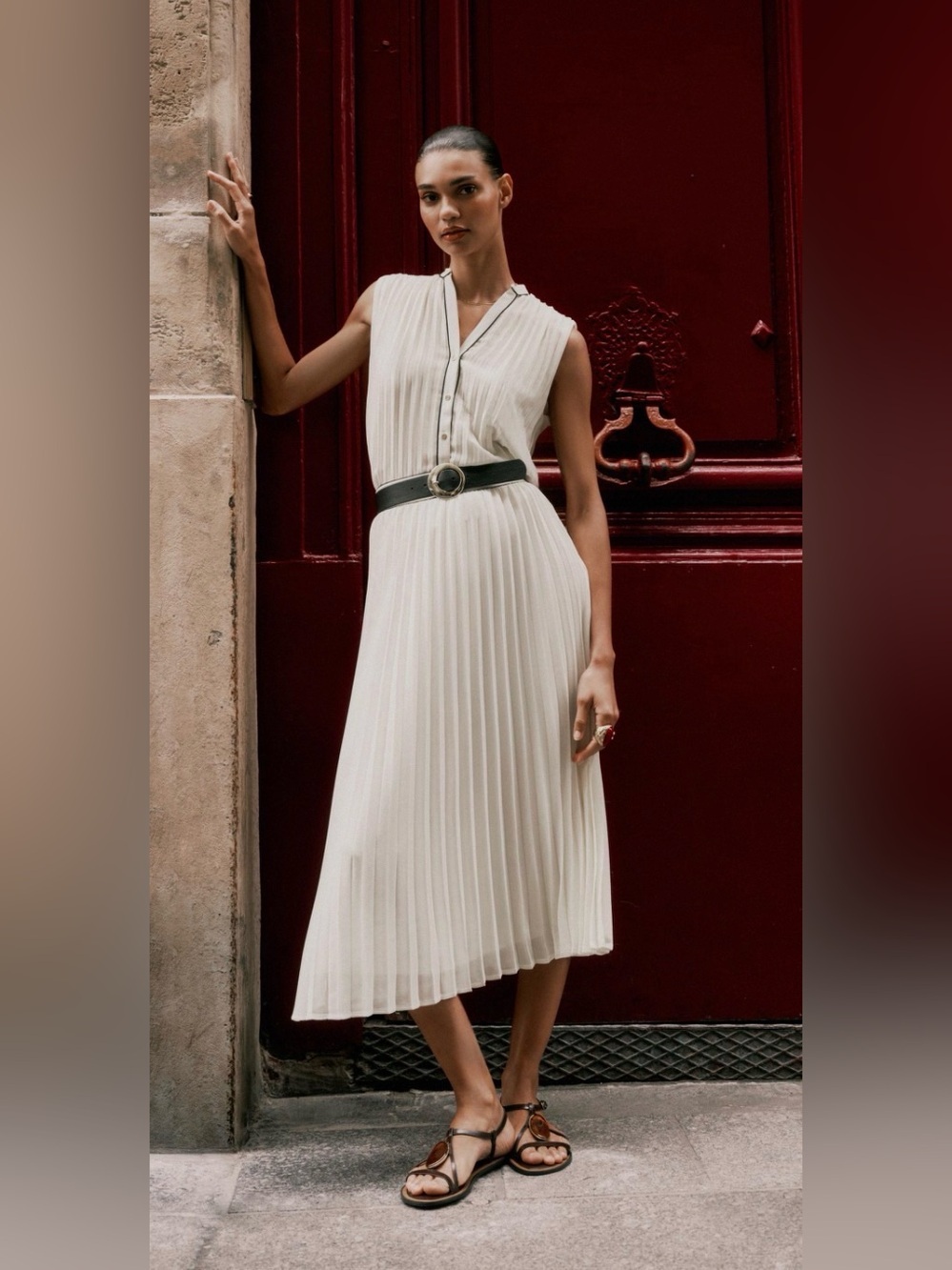 Zara Belted Pleated Midi Skirt XS New With Tags Summer Collection